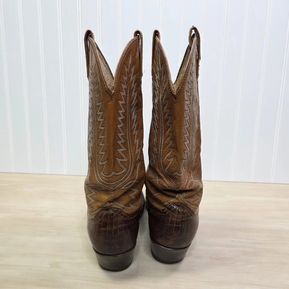 Dan Post Teju Lizard Boots Brown Leather Mens Size 8.5‎ D